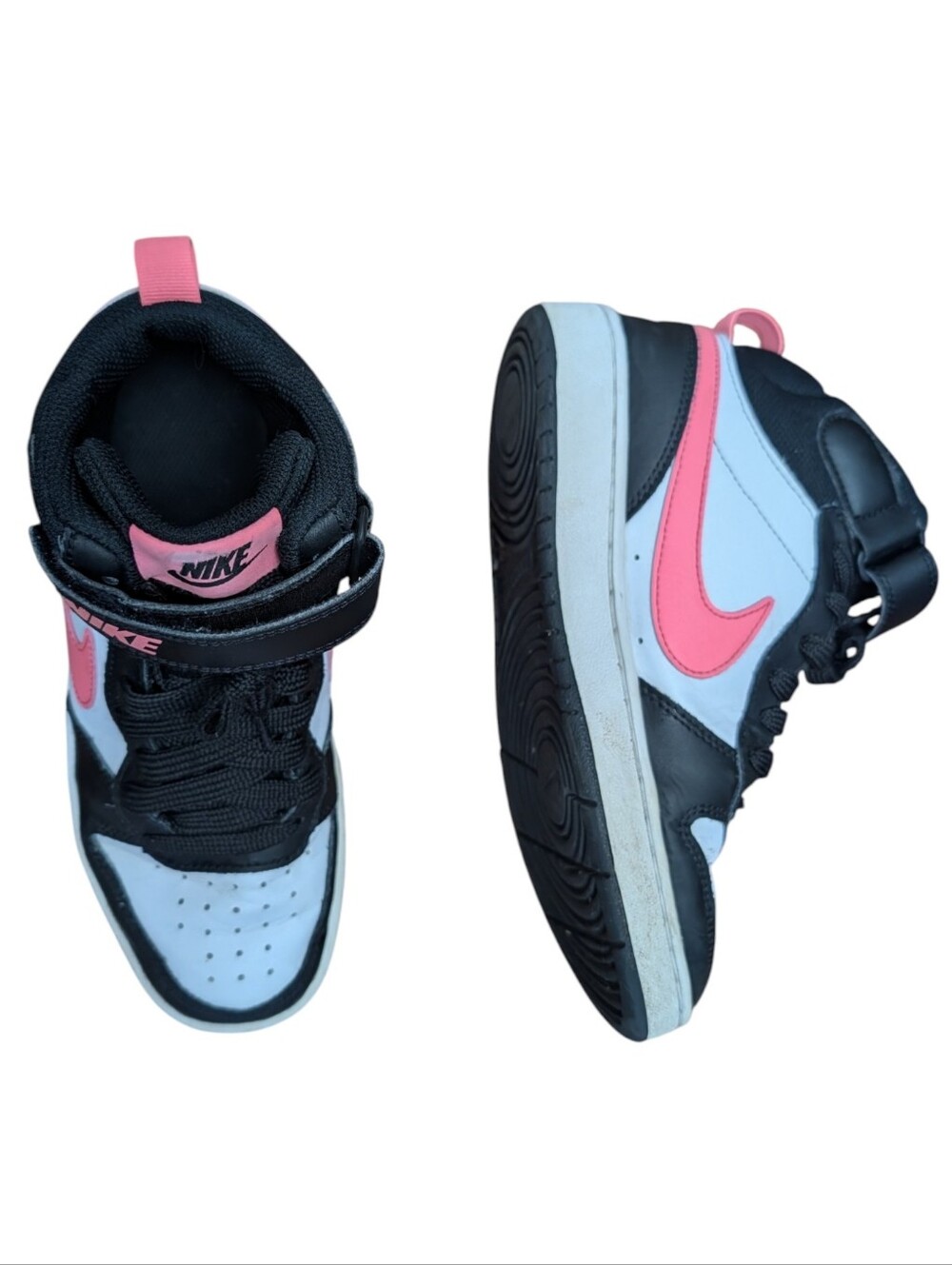 Nike Court Borough Mid 2 Sneaker High Top Black Pink Foam Youth Kids 4Y - Picture 2 of 13